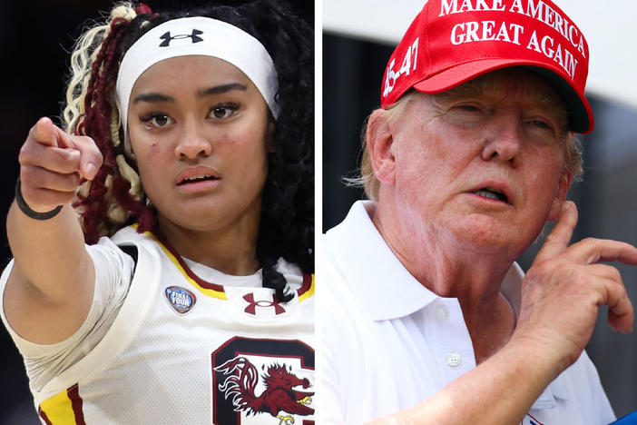 From left: Shohei Ohtani, Te-Hina Paopao, former U.S. President Donald J. Trump