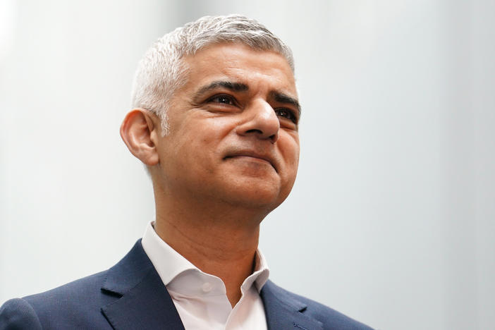 Mayor of London Sadiq Khan speaks to the media during a visit to the Francis Crick Institute in London to announce a new London Growth Plan to boost economic growth on April 3.