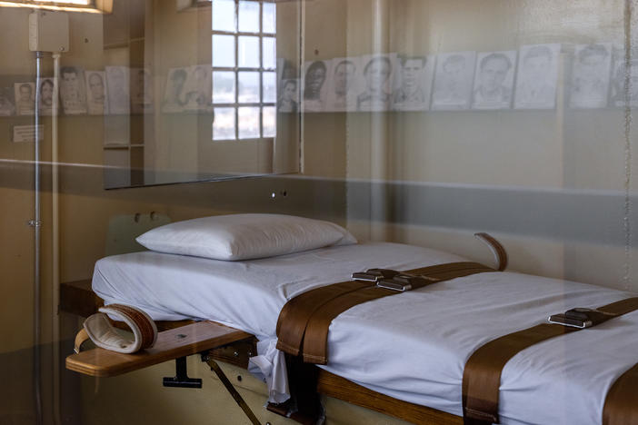 A lethal injection gurney is seen at the at Nevada State Prison, a former penitentiary in Carson City, Nev., in 2022.