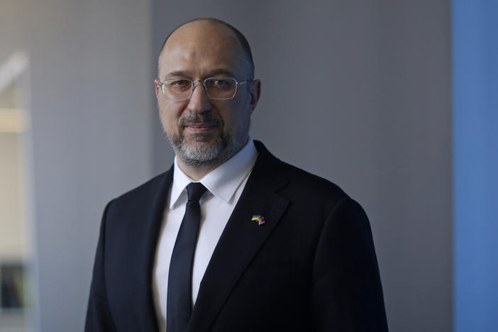 Denys Shmyhal, Ukraine's Prime Minister, at NPR headquarters in Washington, D.C.