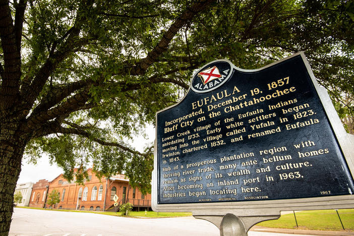 A historical marker found in Eufaula, Ala.