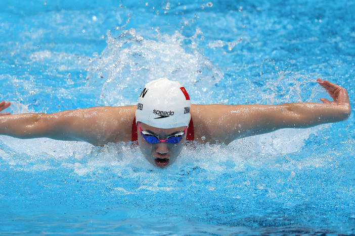 Yufei Zhang of Team China competing during the Tokyo Olympics in 2021. Zhang won four medals in Tokyo including two gold and now is among 23 Chinese swimmers embroiled in a doping scandal.