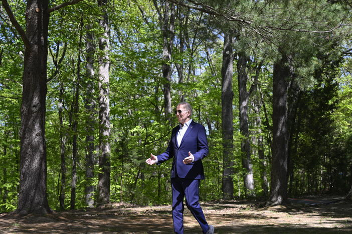 President Biden arrives to commemorate Earth Day at Prince William Forest Park in Triangle, Va., on April 22.