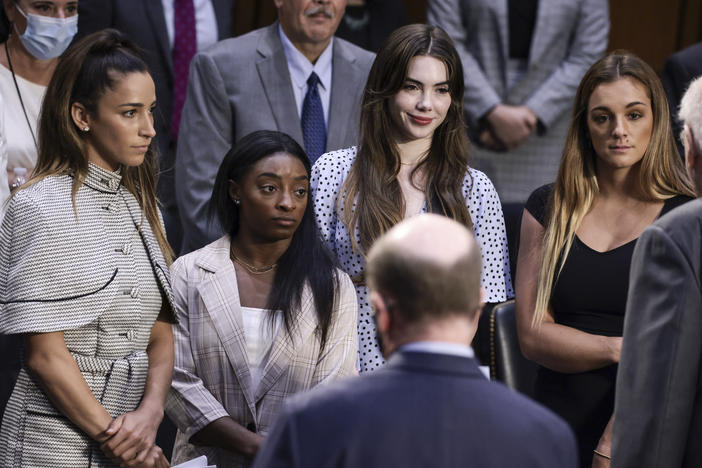 U.S. Olympic Gymnasts Aly Raisman, Simone Biles, McKayla Maroney and NCAA and world champion gymnast Maggie Nichols testified on Capitol Hill in 2021 about the Inspector General's report on the FBI handling of the Larry Nassar investigation of sexual abuse of Olympic gymnasts.