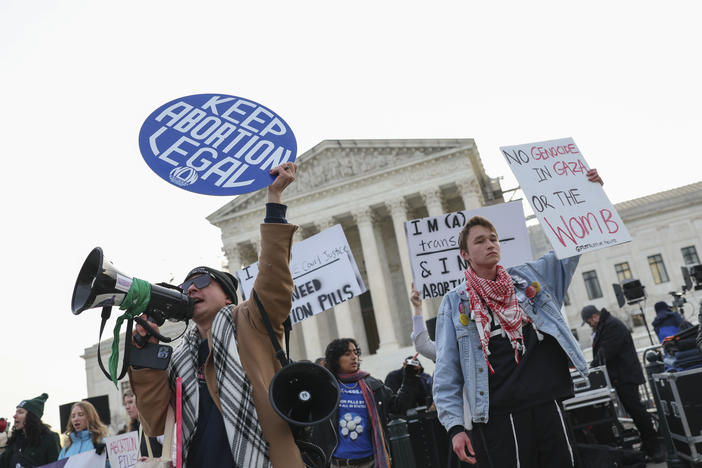 The Supreme Court will hear another case about abortion rights on Wednesday. Protestors gathered outside the court last month when the case before the justices involved abortion pills.