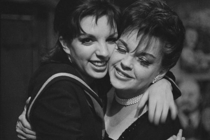 American actress and singer Liza Minnelli with her mother, American actress and singer Judy Garland, backstage at the Alvin Theatre in New York City in 1965.