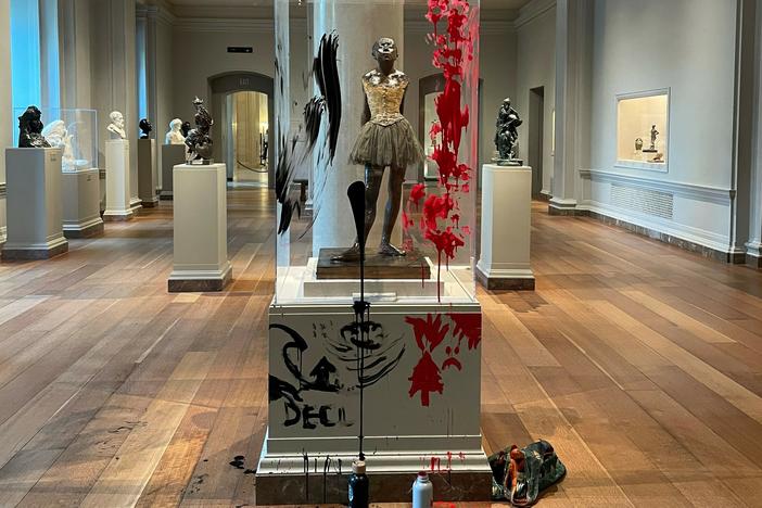 Joanna Smith was sentenced today for defacing the case of Edgar Degas' <em>Little Dancer</em> sculpture in 2023.