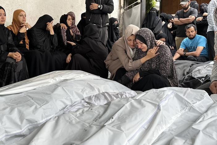 On Monday a morgue in Rafah filled up with the bodies of 25 people killed in Israeli airstrikes. Hospital records show 15 of them women and children.