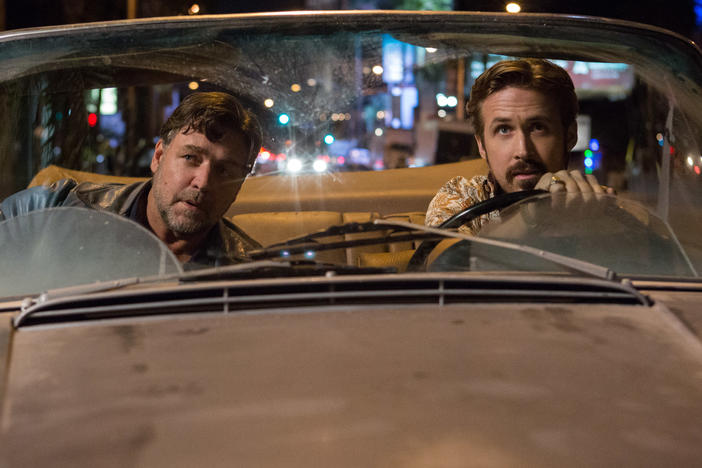 Russell Crowe and Ryan Gosling in the action comedy <em>The Nice Guys.</em>