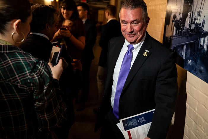 Rep. Don Bacon is seen here leaving a meeting of the House Republican Conference at the U.S. Capitol on May 7. House Republicans have raised concerns over what they call a rise of antisemitism amid the Pro-Palestinian protests on college campuses across the United States.