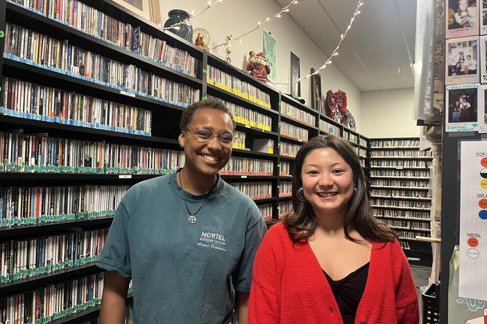 WUOG music directors Mal Holmes (left) and Elizabeth Kim.
