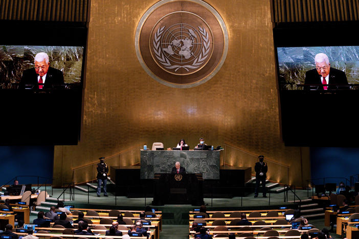 Palestinian President Mahmoud Abbas addresses the United Nations General Assembly on Sept. 23, 2022. The U.N. General Assembly has voted on a resolution to grant new "rights and privileges" to Palestine and call on the Security Council to favorably reconsider its request to become a member of the United Nations.