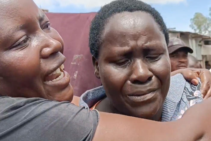 Isabella Mogeni, 54, from the neighborhood of Mukuru kwa Reuben, looks on as bulldozers destroy homes in the slum area on May 3.