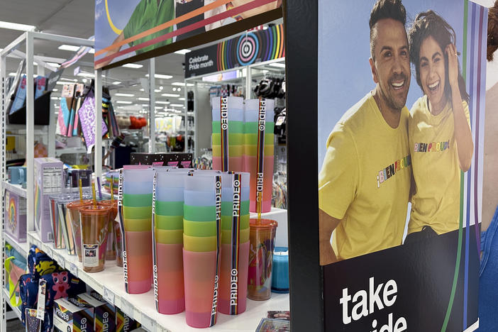 Target confirmed that it won't be carrying its LGBTQ+ merchandise for Pride month this June in some stores after the discount retailer received backlash last year. Here, Pride month merchandise is displayed at a Target store in Nashville, Tenn, in May 2023.