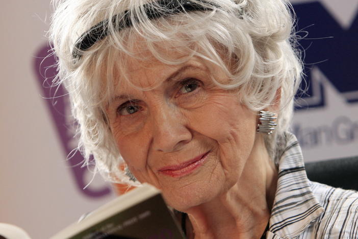 Canadian author Alice Munro as she receives a Man Booker International award at Trinity College Dublin, in Dublin, Ireland, on June 25, 2009.
