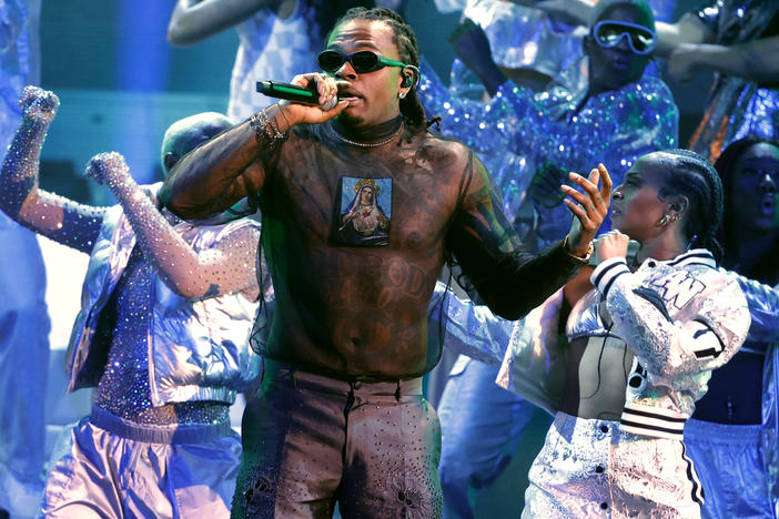 Gunna performs during the event "A Grammy Salute to 50 Years of Hip-Hop" on Nov. 08, 2023, at YouTube Theater in Inglewood, Calif.