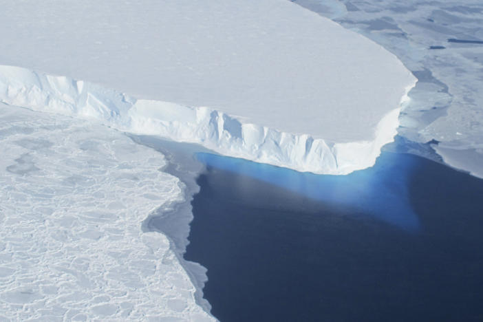 The Thwaites Glacier in Antarctica is seen in this undated image from NASA. Areas of the glacier may be undergoing "vigorous melting" from warm ocean water caused by climate change, researchers say.