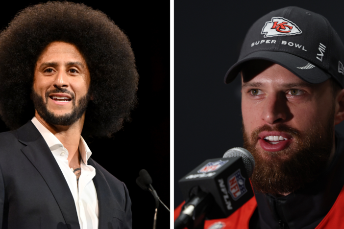 Colin Kaepernick (L) and Harrison Butker (R).