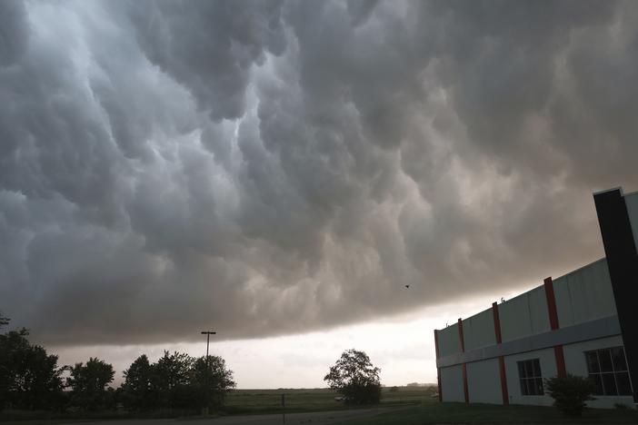 Severe storm clouds move across the northwest edge of Davenport, Iowa on Friday, May 24, 2024. Several tornadoes were reported in Iowa and Illinois as storms downed power lines and trees on Friday, just after a deadly twister devastated one small town.