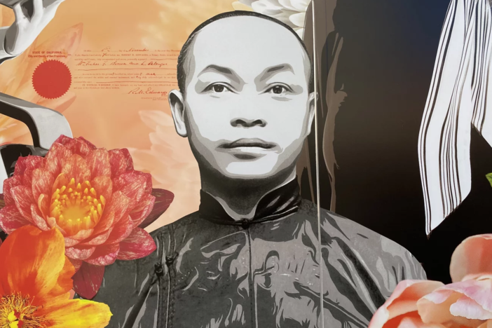  Painted portrait of Wong Kim Ark in the Asian American Community Heroes Mural, located in San Francisco's Chinatown.