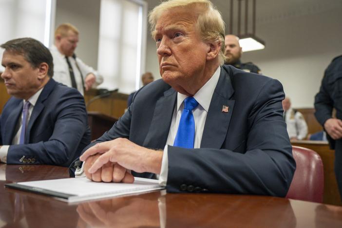 Former President Donald Trump appears for his hush money trial at Manhattan Criminal Court on Thursday, before a jury of New Yorkers convicted him on 34 felony counts.