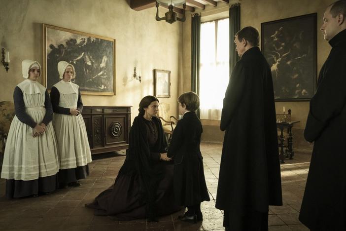 Enea Sala (center) plays the young Edgardo in <em>Kidnapped: The Abduction of Edgardo Mortara.</em><br/>