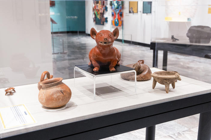 A display of some of the pre-Columbian antiquities, which comprise the "Repatriation and Its Impact" exhibit at The Parthenon museum in Nashville. The artifacts will be returned to Mexico, when the exhibit concludes.