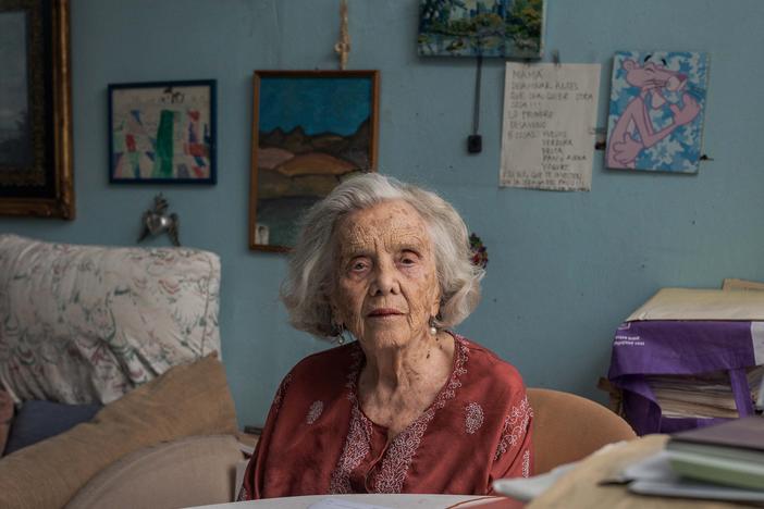 Elena Poniatowska poses for a portrait in her home in Mexico City on May 28, 2024.