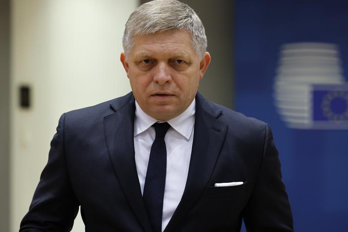 Slovakia's Prime Minister Robert Fico is seen here at a roundtable meeting at an EU summit in Brussels, in February 2024. Fico has been released from the hospital where he was treated after an assassination attempt on May 15.
