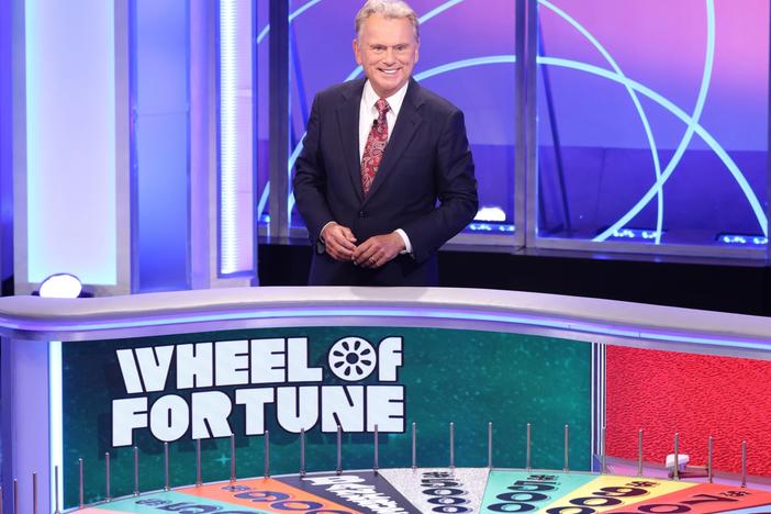  Pat Sajak on the <em>Wheel of Fortune</em> set.