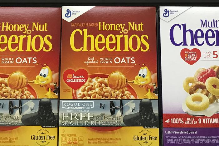 Cereal maker General Mills is facing a federal lawsuit from some of its Black employees who argue that the company's plant in Covington, Ga., has "embraced a racially hostile work environment." Here, a photo shows General Mills cereal products on display at a supermarket in Miami in May 2017.