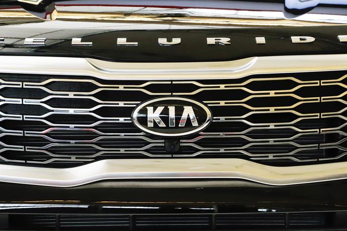 A 2020 KIA Telluride is on display at the 2019 Pittsburgh International Auto Show on Feb. 14, 2019. Kia America is recalling nearly 463,000 Telluride SUVs — and urging impacted owners to park their cars outside and away from other structures until an issue that poses a notable fire hazard is fixed.  