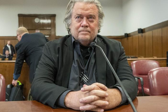Steve Bannon is seen appearing in court in New York, Jan. 12, 2023. Bannon says he'll fight a judge's ruling on Thursday that he must report to prison by July 1 to serve his four-month sentence for defying a subpoena from the House committee that investigated the U.S. Capitol insurrection.
