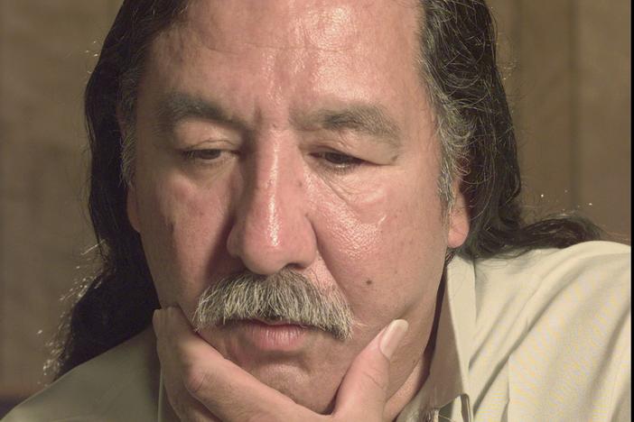 American Indian activist Leonard Peltier speaks during an interview at the U.S. Penitentiary at Leavenworth, Kan., in 1999. Peltier, who has spent most of his life in prison for the 1975 killings of two FBI agents in South Dakota, has a parole hearing Monday, June 10, 2024.