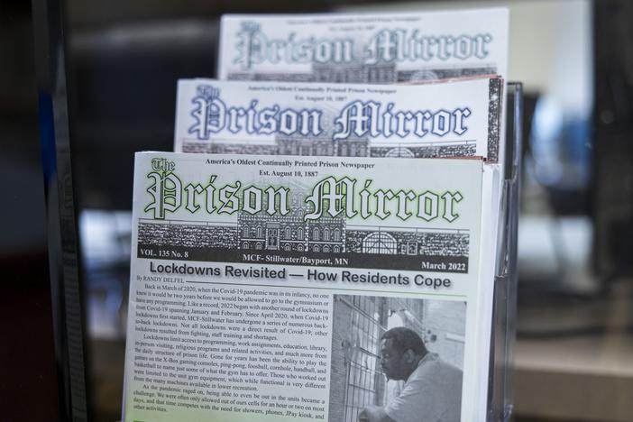 Previous issues of The Prison Mirror are seen at Stillwater Correctional Facility on Friday, May 10, 2024, in Stillwater, Minn.