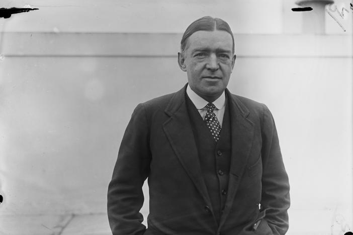 Sir Ernest Shackleton is shown as he arrived in New York on the Aquitania on a hurried business trip to Canada in January 1921. The wreck of the last ship belonging to the famed explorer of Antarctica has been found off the coast of Canada by an international team led by the Royal Canadian Geographical Society.
