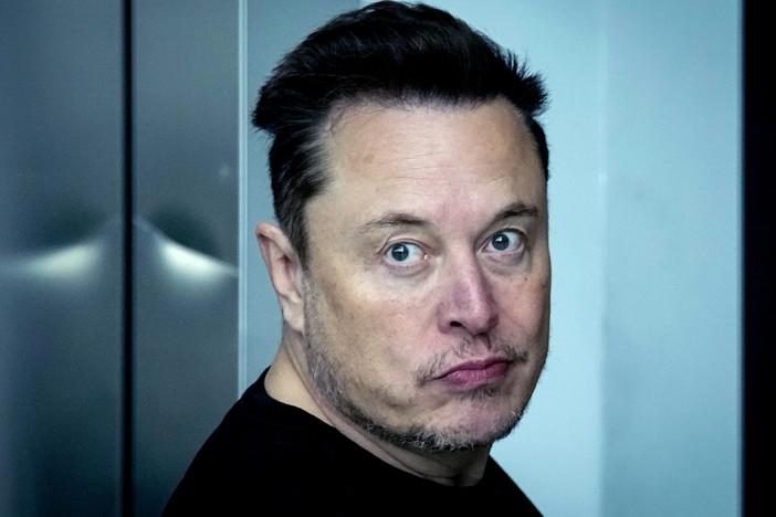 Tesla CEO Elon Musk leaves the Tesla Gigafactory for electric cars after a visit in Gruenheide near Berlin on March 13, 2024.