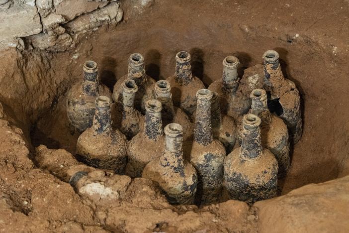  Archaeologists on a multi-year restoration project found 35 bottles of cherries and berries in five different pits in the Mount Vernon cellar.