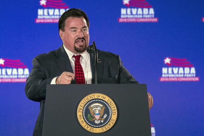 Nevada state Republican Party Chair Michael McDonald is seen in 2018 in Las Vegas. On Friday, a judge dismissed a criminal indictment against six Republicans, including McDonald, accused of submitting certificates to Congress falsely declaring Donald Trump the winner of the state’s 2020 presidential election.