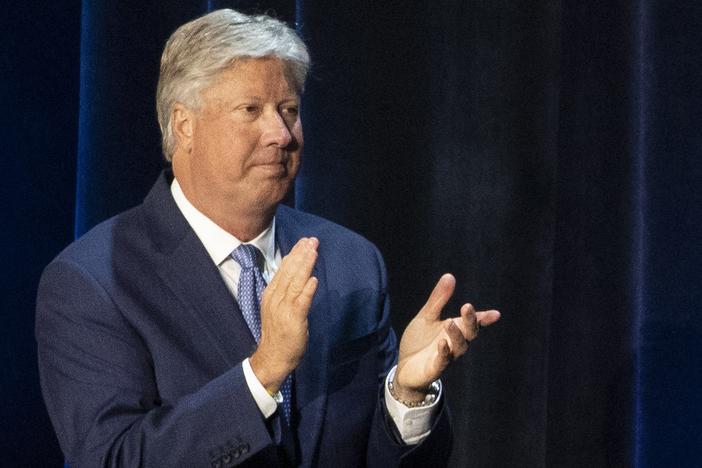 Pastor Robert Morris applauds during a roundtable discussion at Gateway Church in Dallas on June 11, 2020. A statement issued on Tuesday, June 18, 2024, said that Morris has resigned after a woman said he had abused her on multiple occasions in the 1980s, beginning when she was 12.