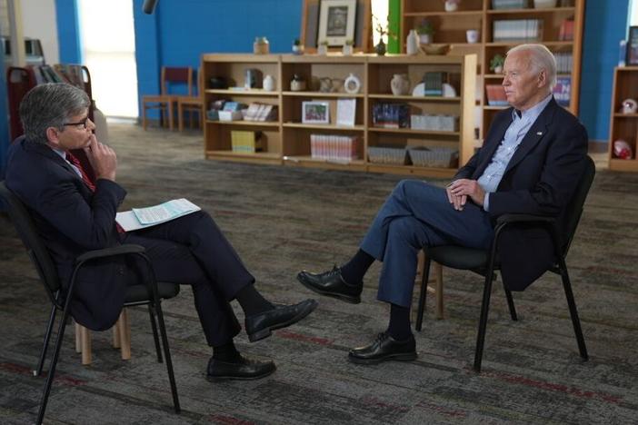 President Biden speaks with ABC's George Stephanopoulos on Friday.