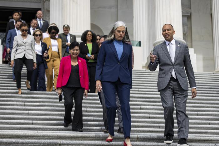 House Democratic Leader Hakeem Jeffries, D-NY, convened a meeting of top House Democrats on Sunday as the party continues to grapple with serious questions about President Biden's future as the party's nominee for president. 