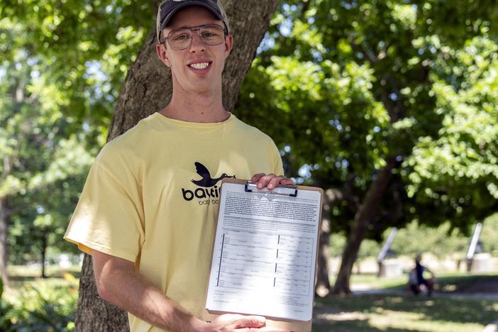 Nate Golden, president of the Maryland Child Alliance, holds a petition form for the Baltimore Baby Fund, on Wednesday in Baltimore.