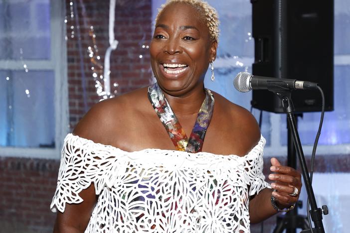 Andrea Lawful-Sanders, pictured in August 2021, resigned from her hosting position at WURD Radio after interviewing Biden with questions provided by his campaign.  