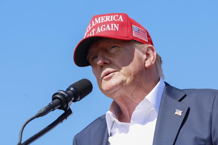 Former U.S. President Donald Trump speaks during a rally at Greenbrier Farms on June 28 in Chesapeake, Va. The judge in the classified documents case against him has paused some deadlines.