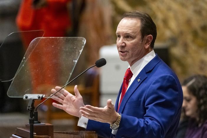 Louisiana Gov. Jeff Landry speaks during the start of the special session in the House Chamber on Jan. 15, 2024, in Baton Rouge. Civil rights attorneys say a new Louisiana law that makes it a crime to approach within 25 feet of a police officer under certain circumstances is an affront to the movement for racial justice and violates the First Amendment. Critics have said the law signed this week by Republican Gov. Jeff Landry could hinder the public’s ability to film officers.  (Michael Johnson/The Advocat…