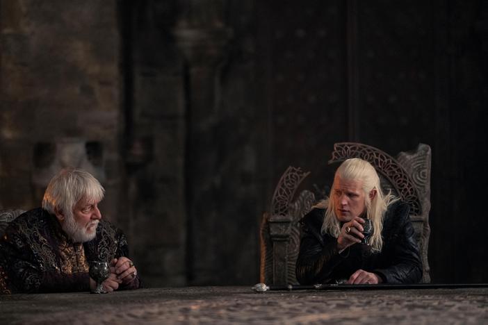  Ser Simon Strong (Sir Simon Russell Beale) and Daemon (Matt Smith). 