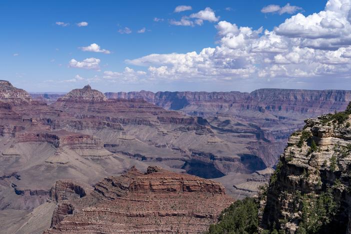Clouds pass over the South Rim of Grand Canyon National Park in Grand Canyon Village, Ariz., Tuesday, Aug. 8, 2023. 