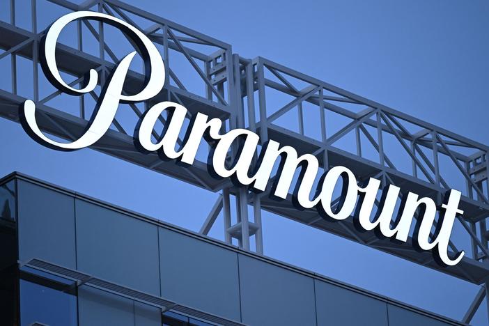  The Paramount logo is displayed at Columbia Square along Sunset Boulevard in Hollywood, Calif. on March 9, 2023.