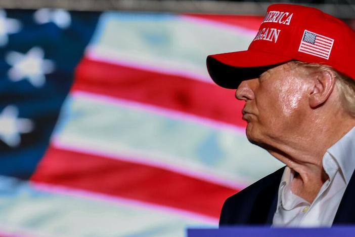 Former President Donald Trump speaks at a campaign rally at the Trump National Doral Golf Club in Florida on Tuesday.